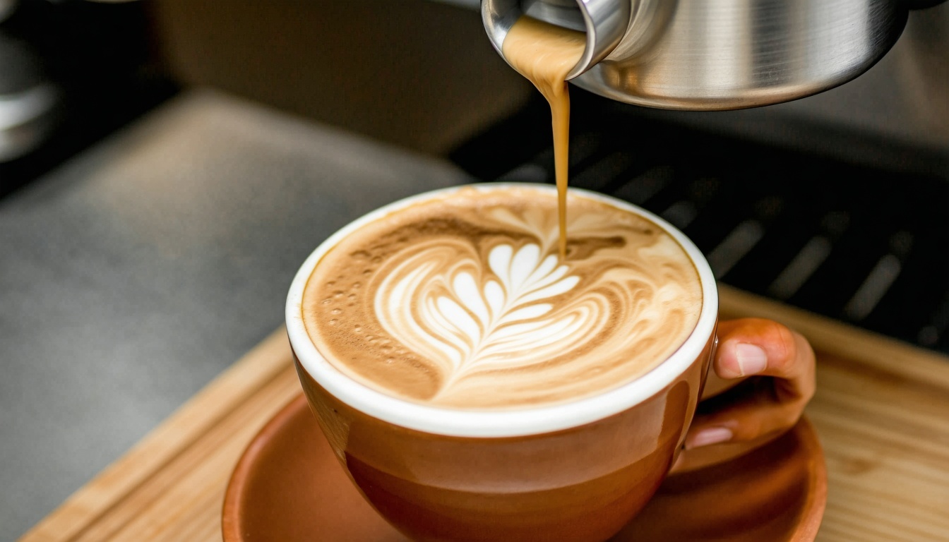 barista making latte art